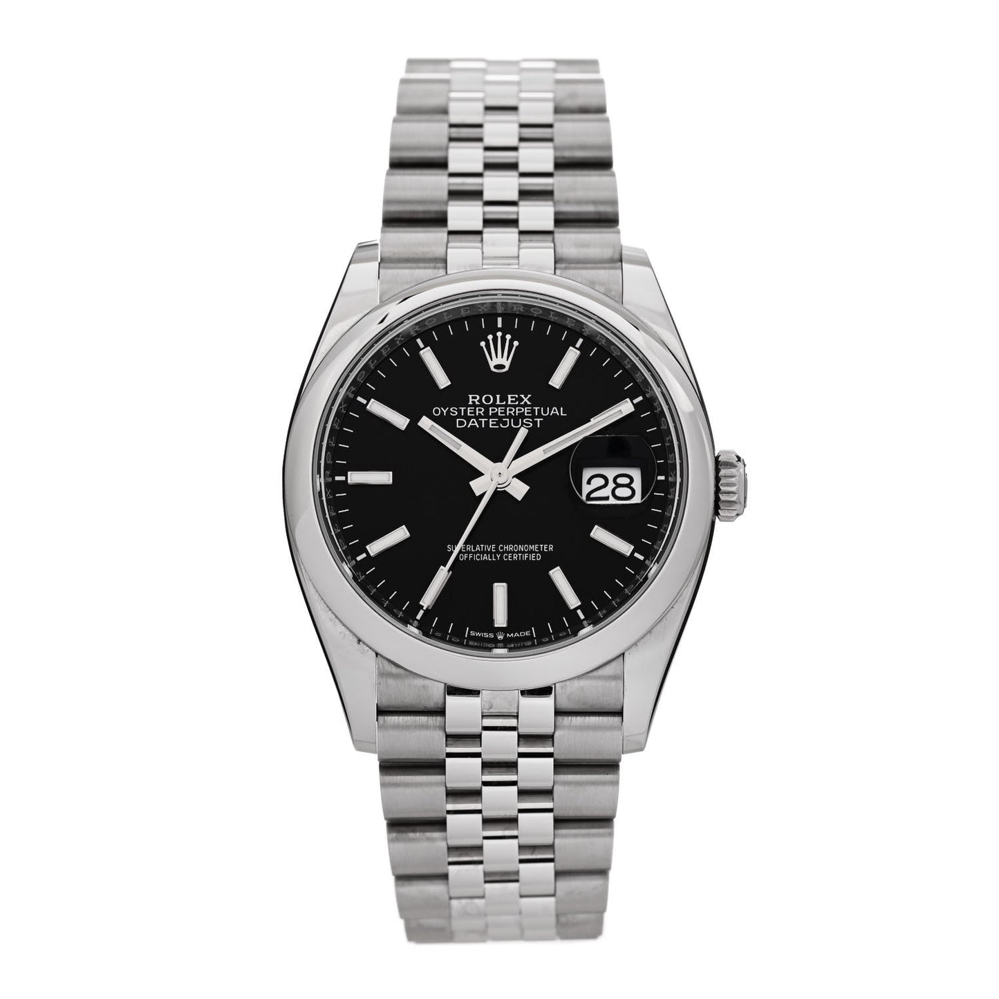 Stainless Steel 36mm Oyster Perpetual Datejust Watch Bright Black 126200