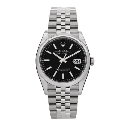 Rolex Stainless Steel 36mm Oyster Perpetual Datejust Watch Bright Black 126200 1 of 5