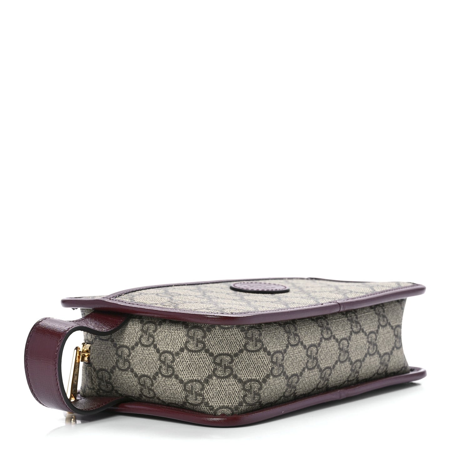 GG Supreme Monogram Textured Calfskin Retro Interlocking G Travel Pouch Beige Ebony Burgundy