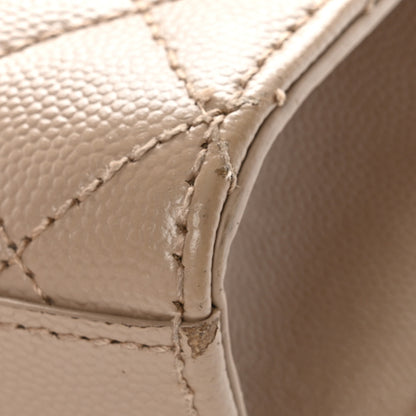 Saint Laurent Grain De Poudre Textured Mixed Matelasse Medium Triquilt Monogram Satchel Dark Beige 12 of 14