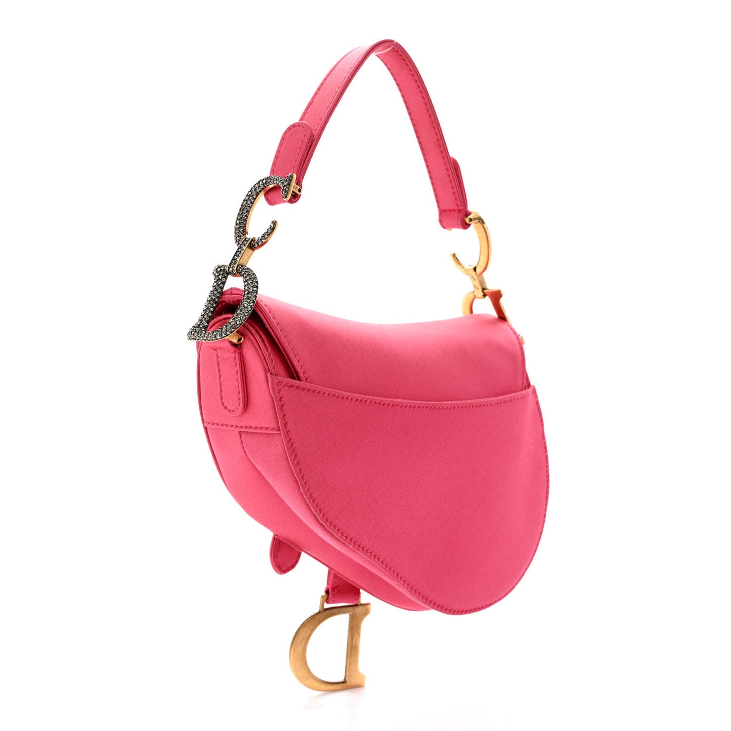 Satin Crystal Mini Saddle Bag Light Shock