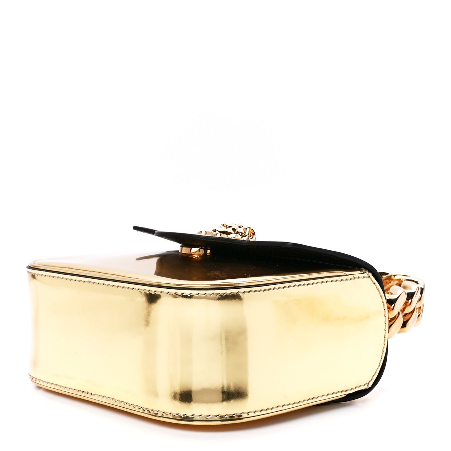 Metallic Calfskin Mini La Medusa Bag Gold