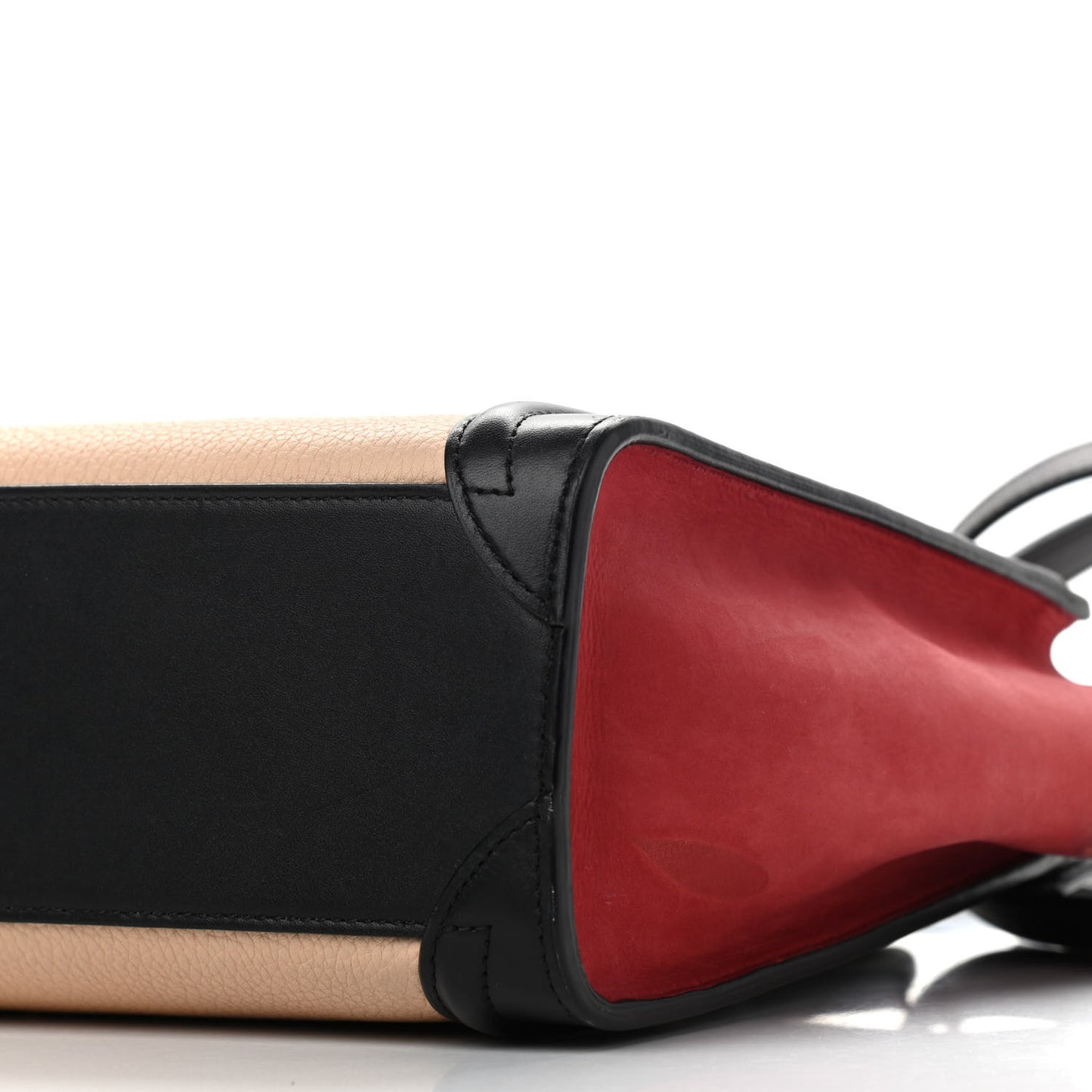 Drummed Calfskin Nubuck Nano Tri-Color Luggage Ruby