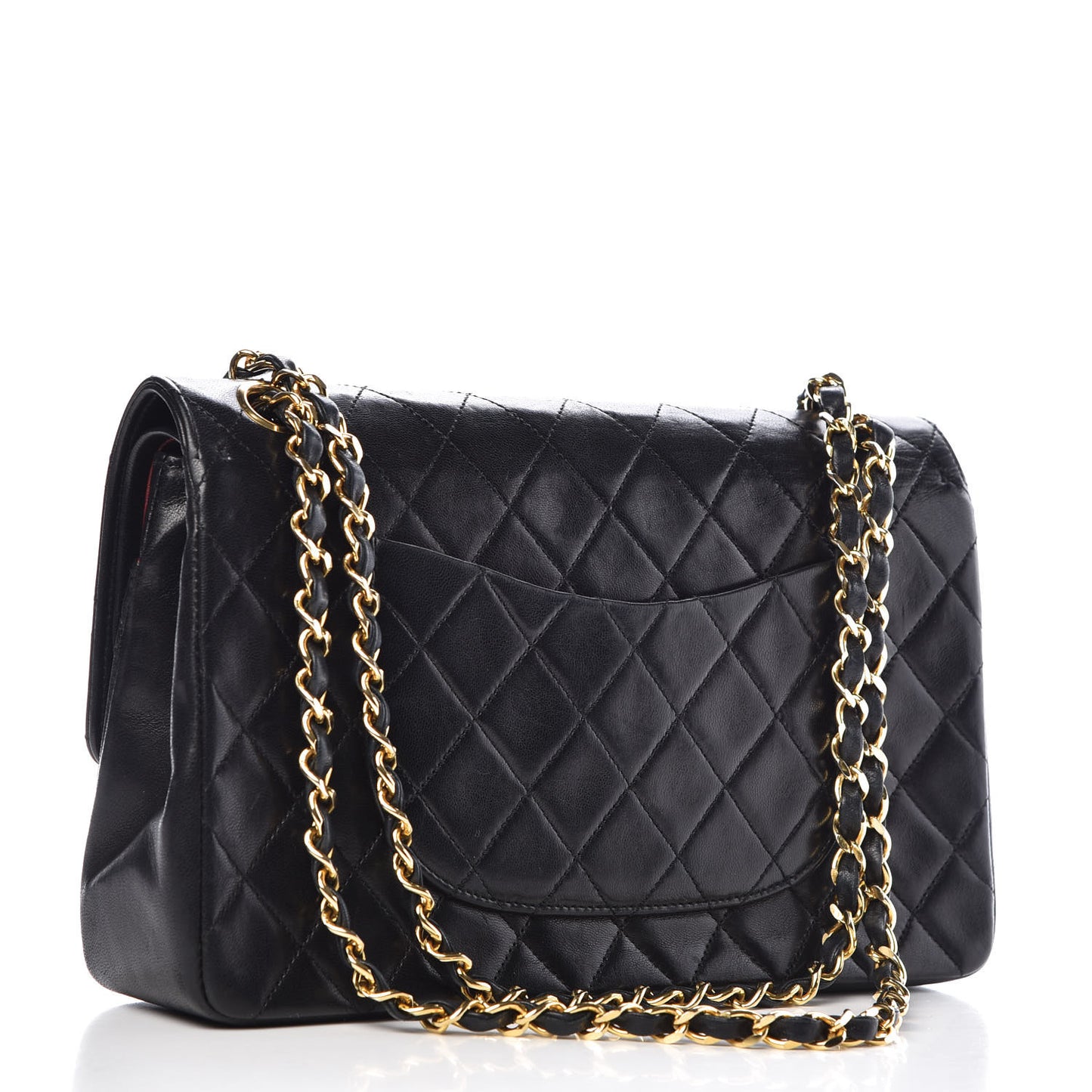 Lambskin Quilted Medium Double Flap Black