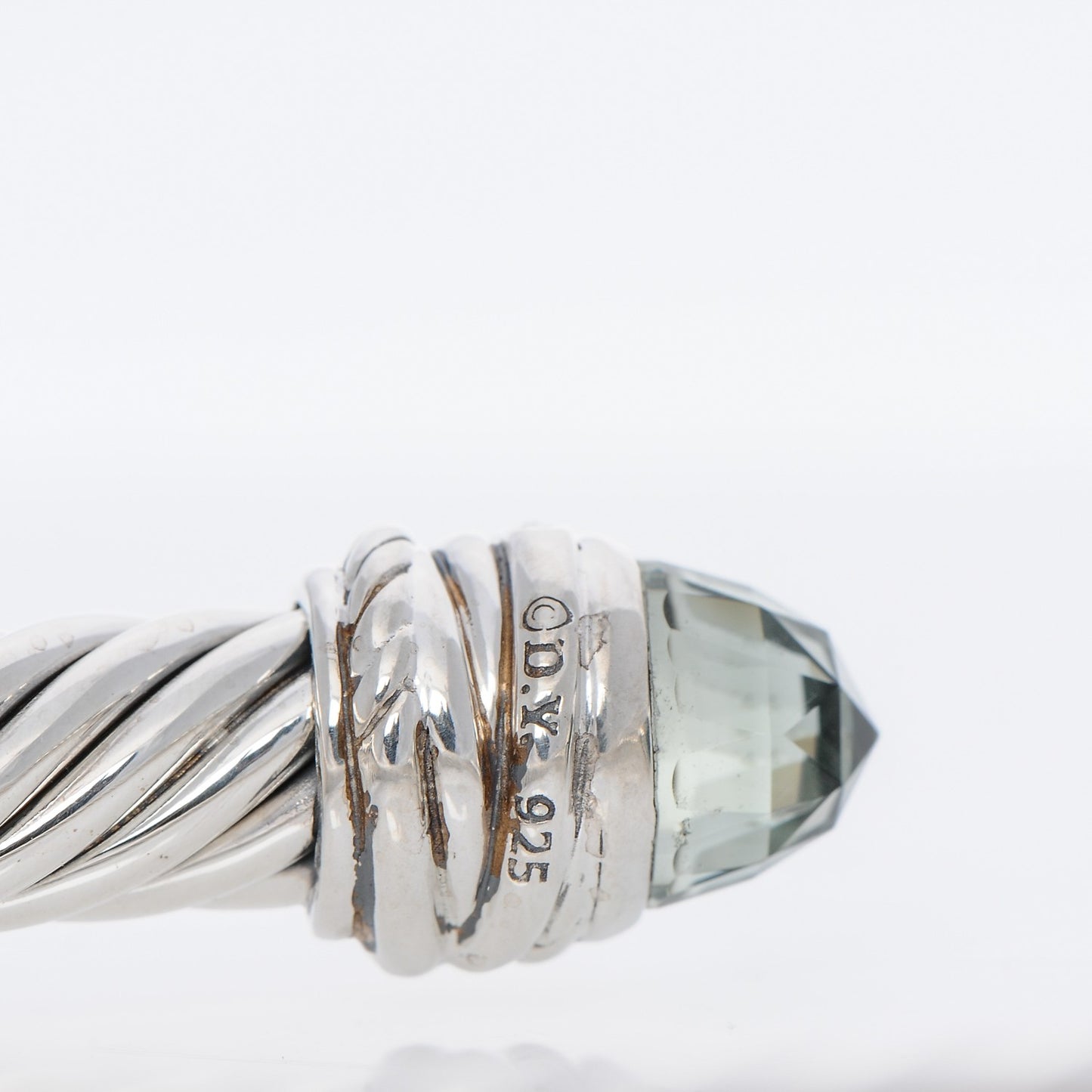 Sterling Silver Diamond Prasiolite 7mm Cable Classics Bracelet