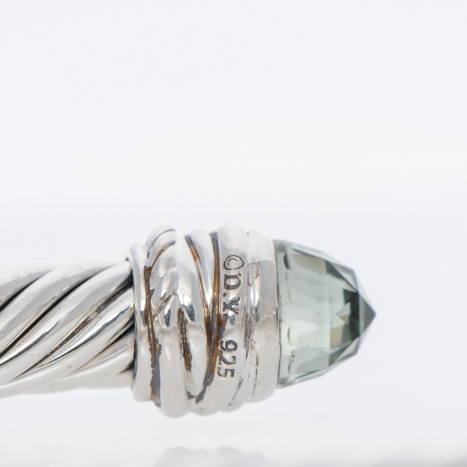 David Yurman Sterling Silver Diamond Prasiolite 7mm Cable Classics Bracelet 4 of 5