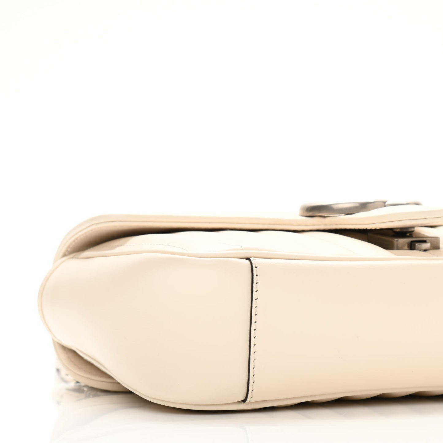 Calfskin Matelasse Aria Small GG Marmont Shoulder Bag Mystic White