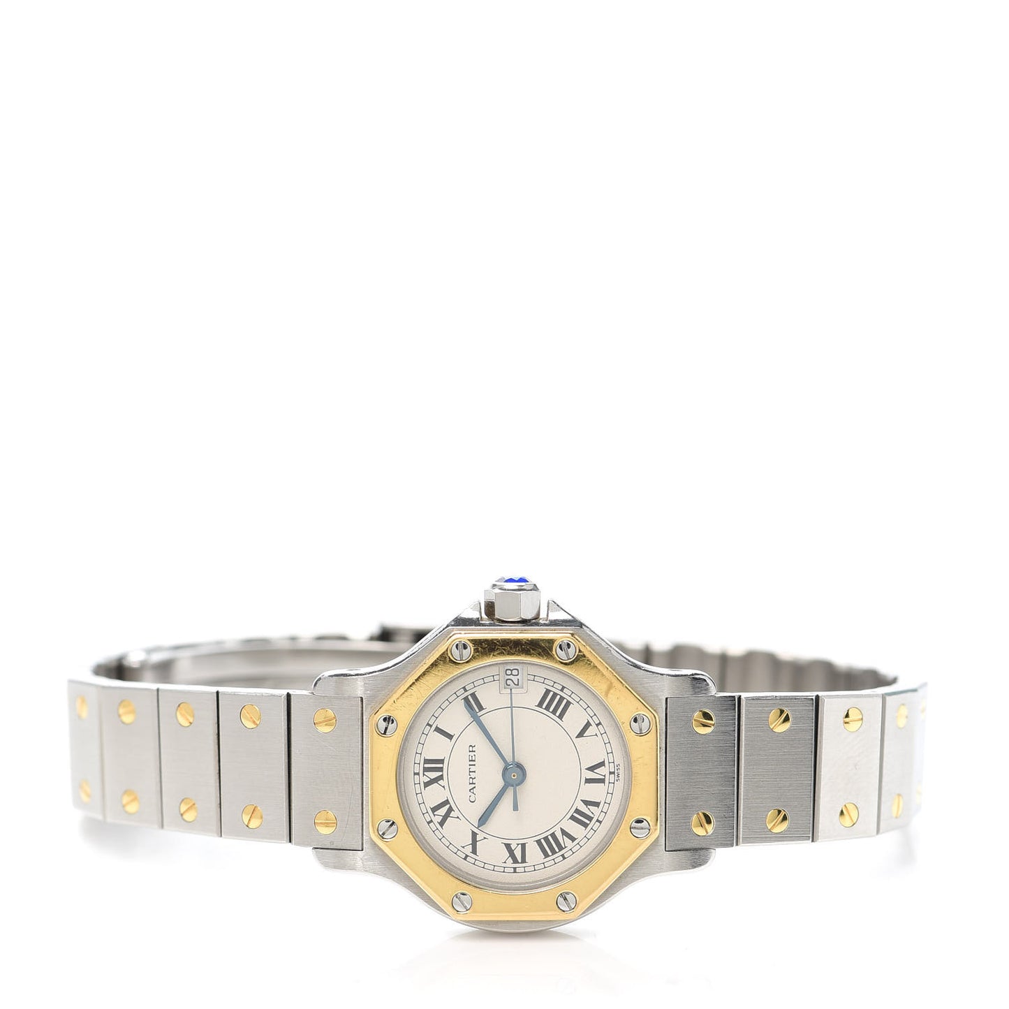 Stainless Steel 18K Yellow Gold 25mm Santos Octagon Quartz Watch