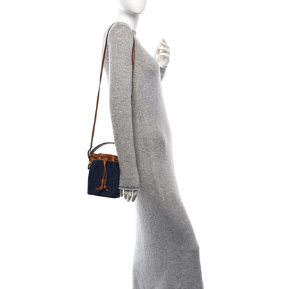 Fendi Denim Vitello King F is Fendi FF Embroidered Mini Mon Tresor Bucket Bag Blue Cuoio 2 of 10
