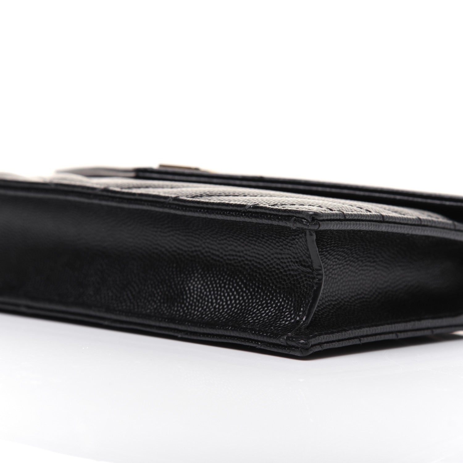 Saint Laurent Grain De Poudre Matelasse Chevron Monogram Envelope Chain Wallet Black 7 of 17