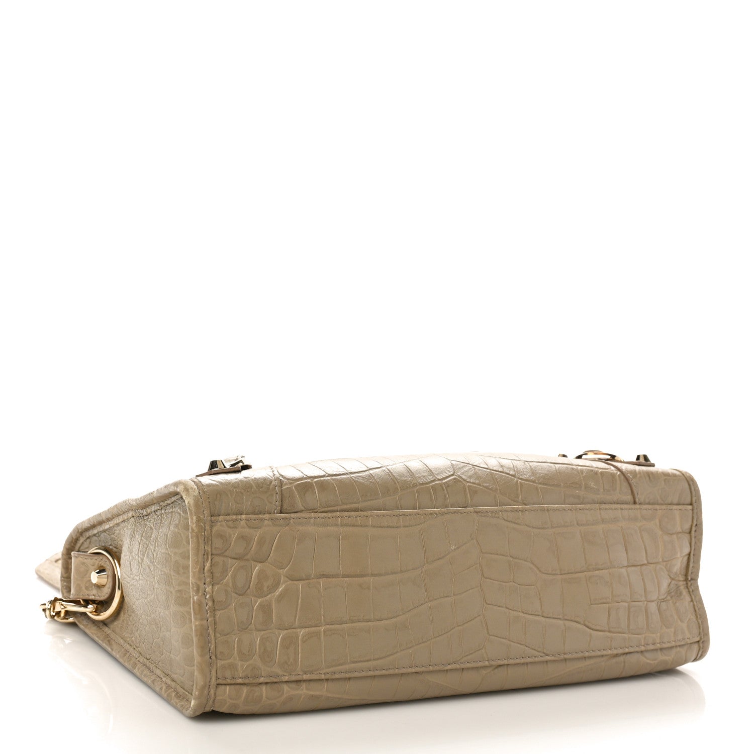 Balenciaga Calfskin Crocodile Embossed Classic Gold Hardware S City Beige Latte 4 of 9