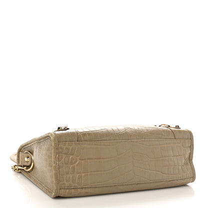 Balenciaga Calfskin Crocodile Embossed Classic Gold Hardware S City Beige Latte 4 of 9