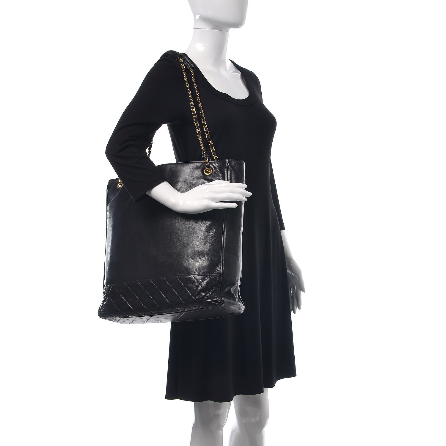 Chanel Lambskin Shopping Tote Black 2 of 12