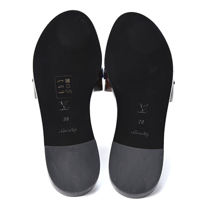 Louis Vuitton Patent Calfskin Monogram LV Black Heart Flat Mules 38 Cacao 7 of 10