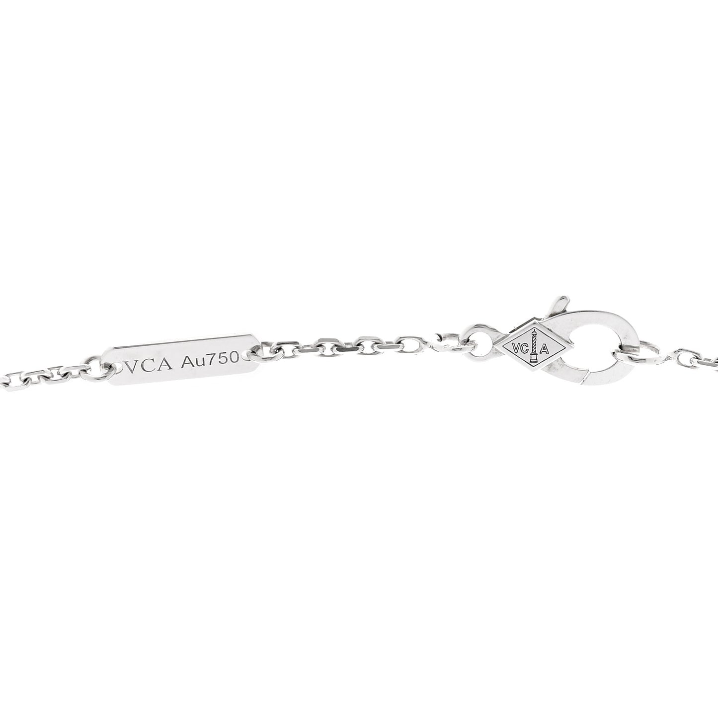 18K White Gold Diamond Vintage Alhambra Pendant Necklace