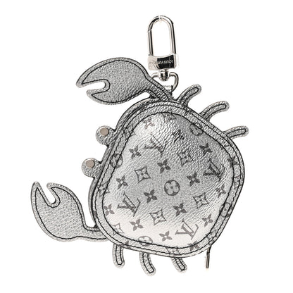 Louis Vuitton Metallic Monogram Crab Bag Charm Grey Silver 1 of 4