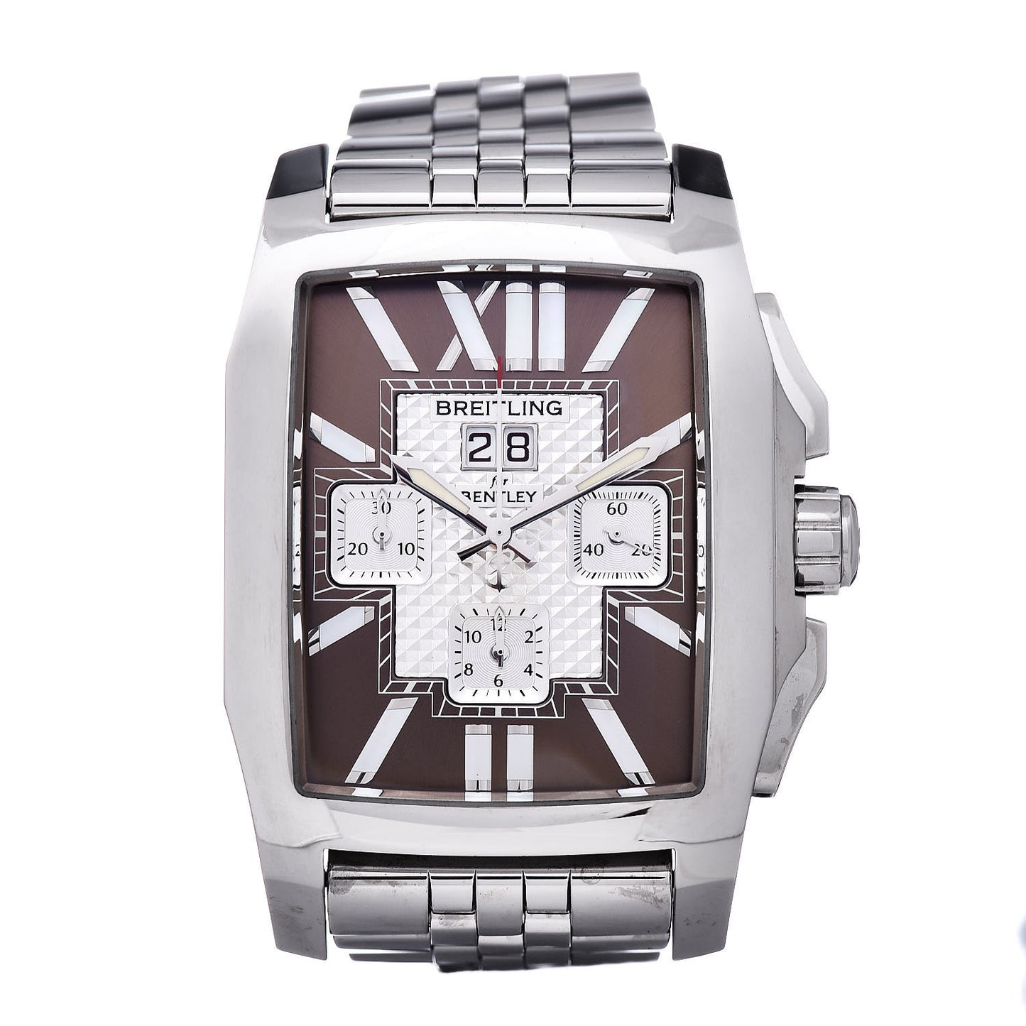 Stainless Steel Mother of Pearl 39mm Bentley Flying B Chronograph Automatic Watch Brown A44365