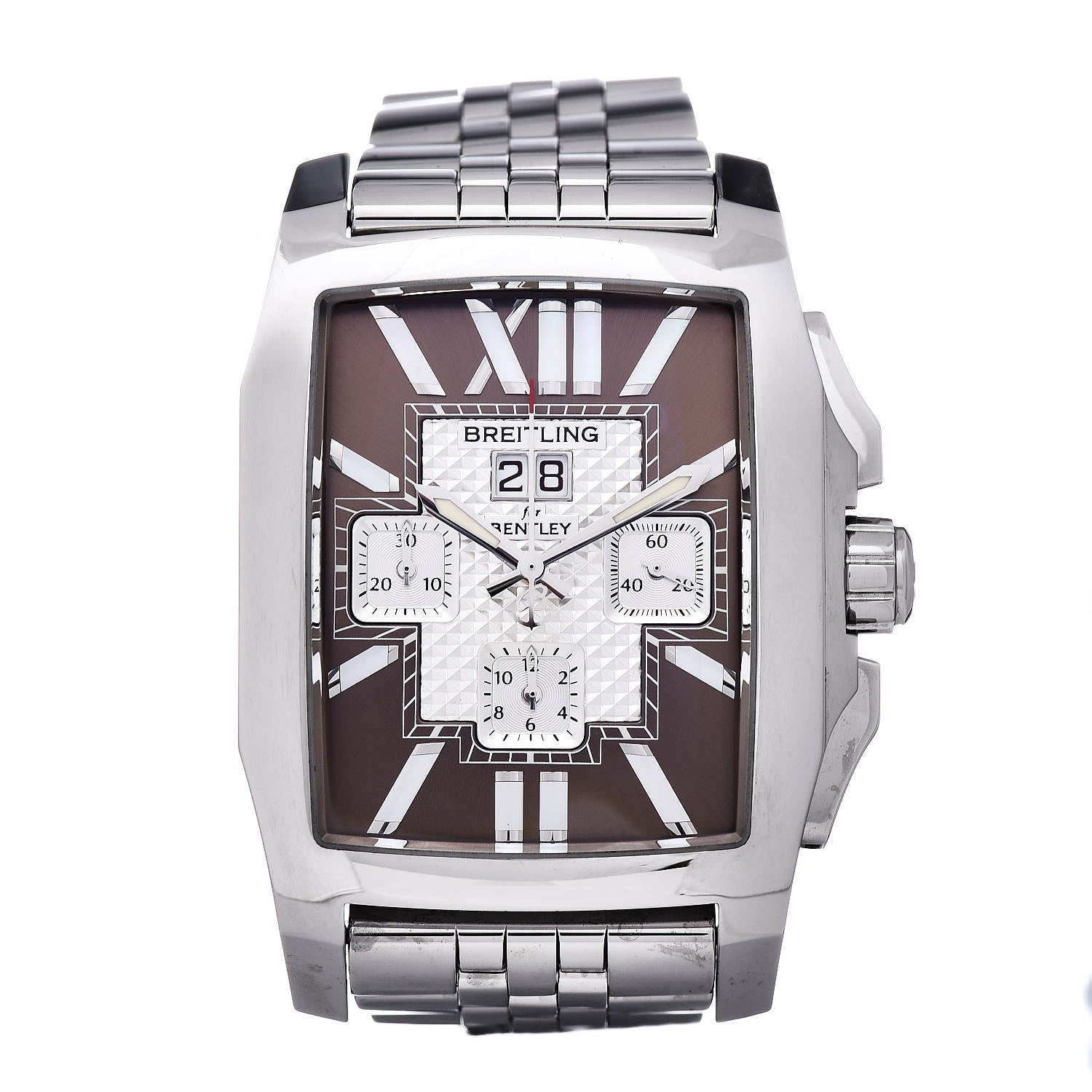 Breitling Stainless Steel Mother of Pearl 39mm Bentley Flying B Chronograph Automatic Watch Brown A44365 1 of 6