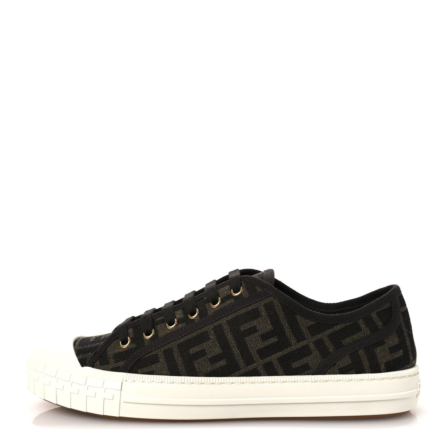 Fabric Jacquard Rubber FF Mens Domino Sneakers 42 Tabacco Black