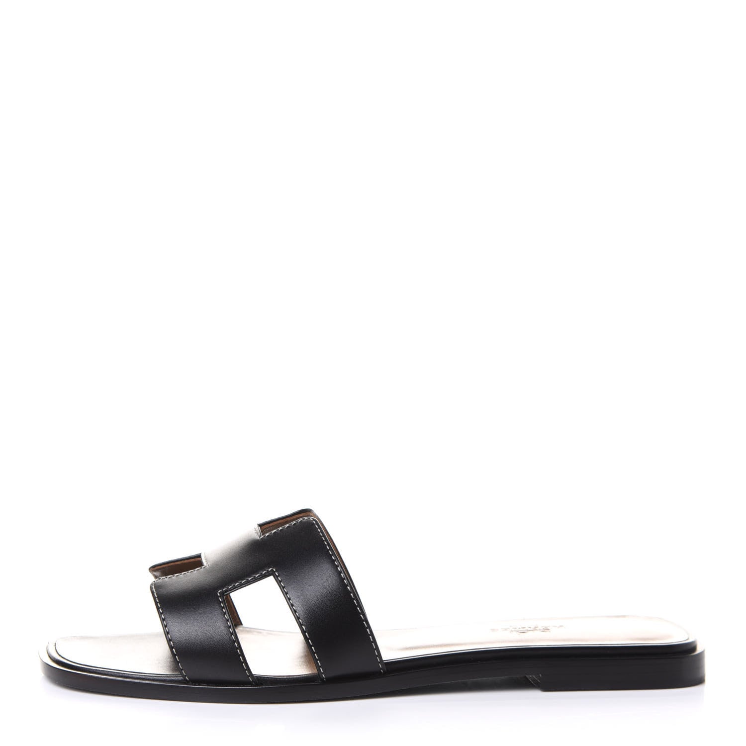 Hermes Box Calfskin Oran Sandals 39 Black 1 of 22