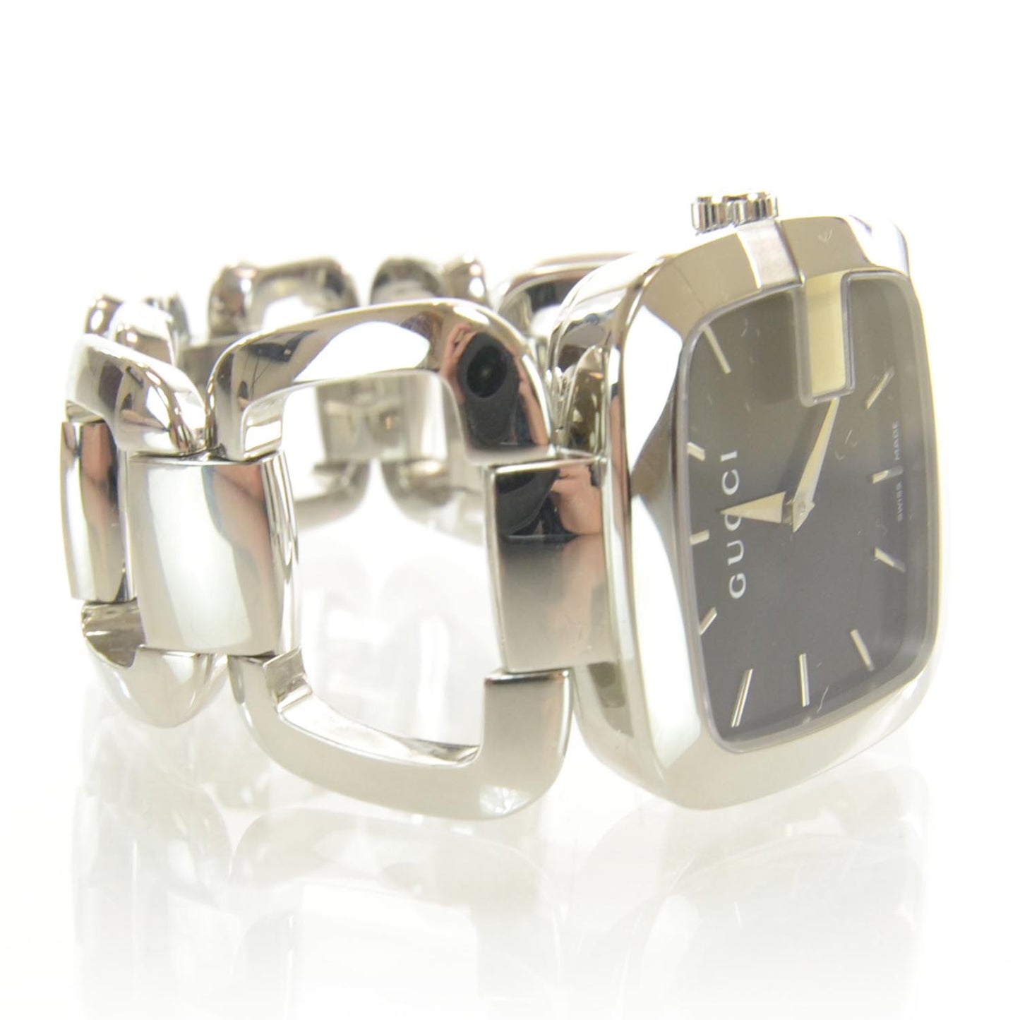 Stainless Steel 32mm G-Gucci Square Quartz Watch Black
