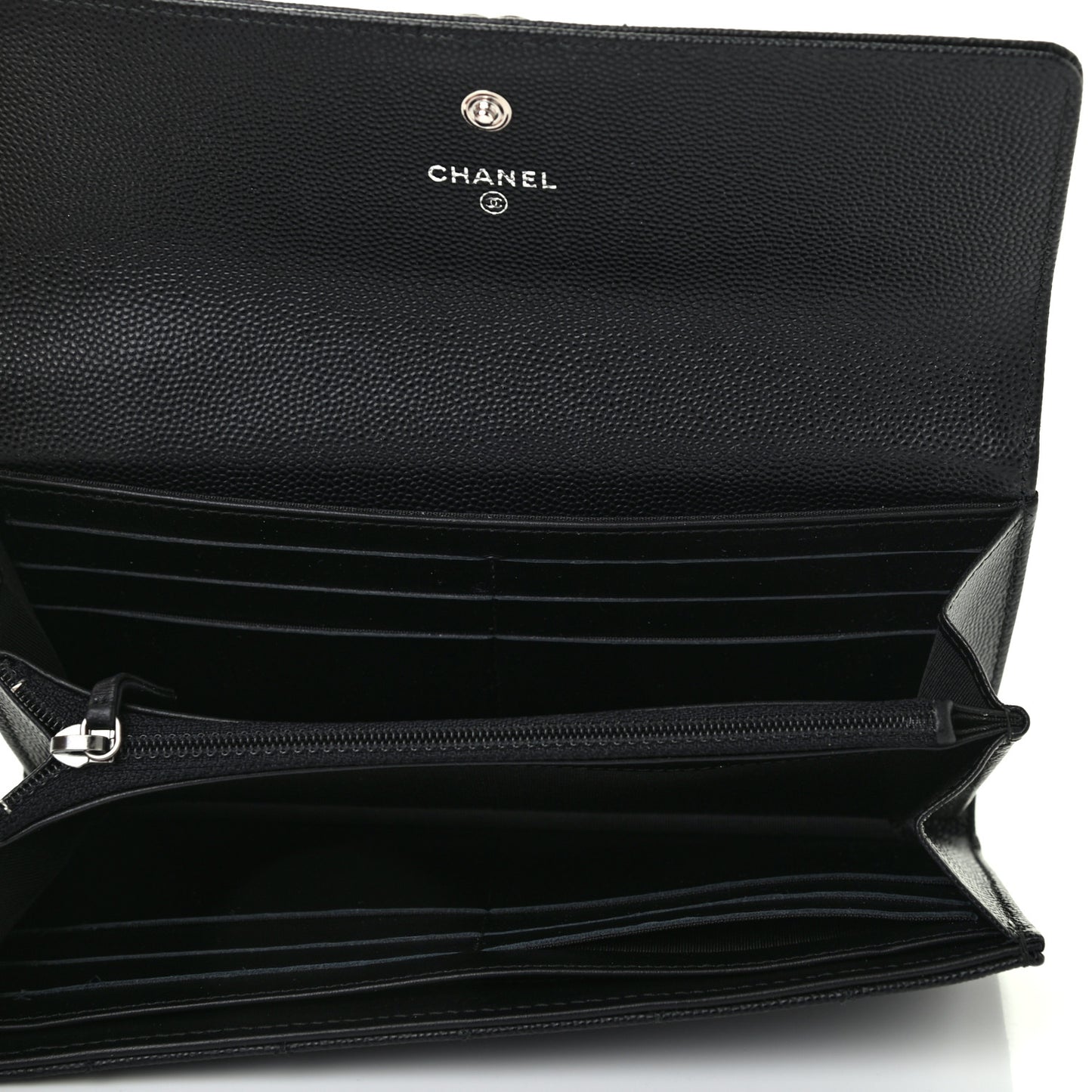 Caviar Quilted Long Boy Flap Wallet Black