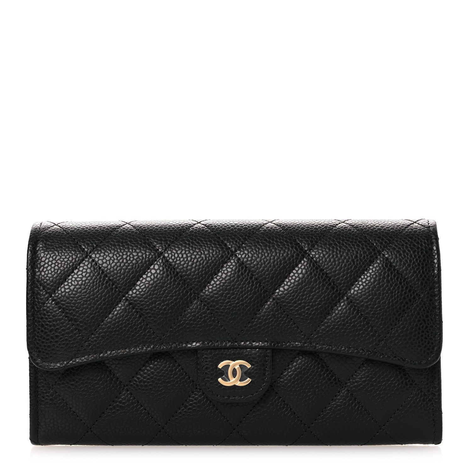 Chanel Caviar Quilted Large Gusset Flap Wallet Black 1 of 11