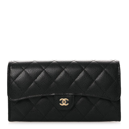 Chanel Caviar Quilted Large Gusset Flap Wallet Black 1 of 11