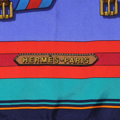 Hermes Silk Sangles Scarf 90 Bleu 3 of 5