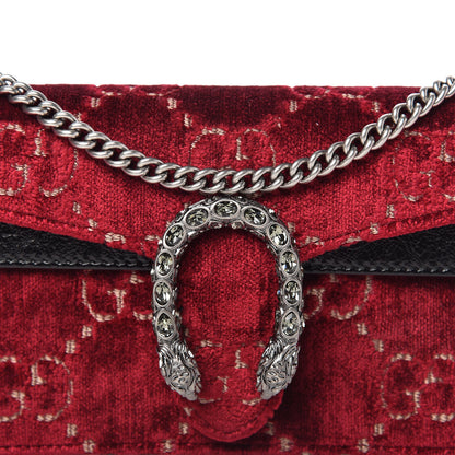 Gucci Velvet GG Monogram Super Mini Dionysus Shoulder Bag Red Cipria Black 9 of 10