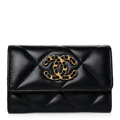 Chanel Lambskin Quilted Chanel 19 Flap Card Holder Black 1 of 12