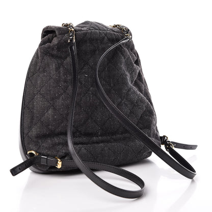 Chanel Denim Calfskin Quilted Backpack Dark Grey Black 3 of 10