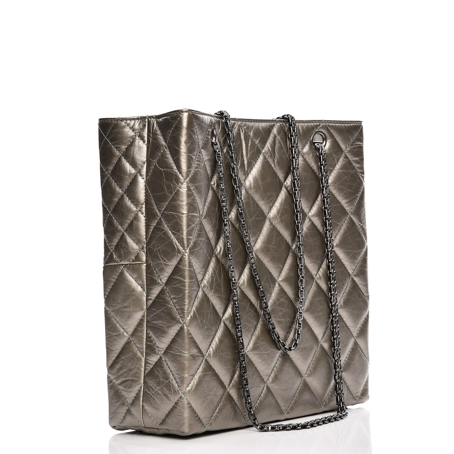 Aged Calfskin Quilted Reissue 2.55 Tote Light Gold