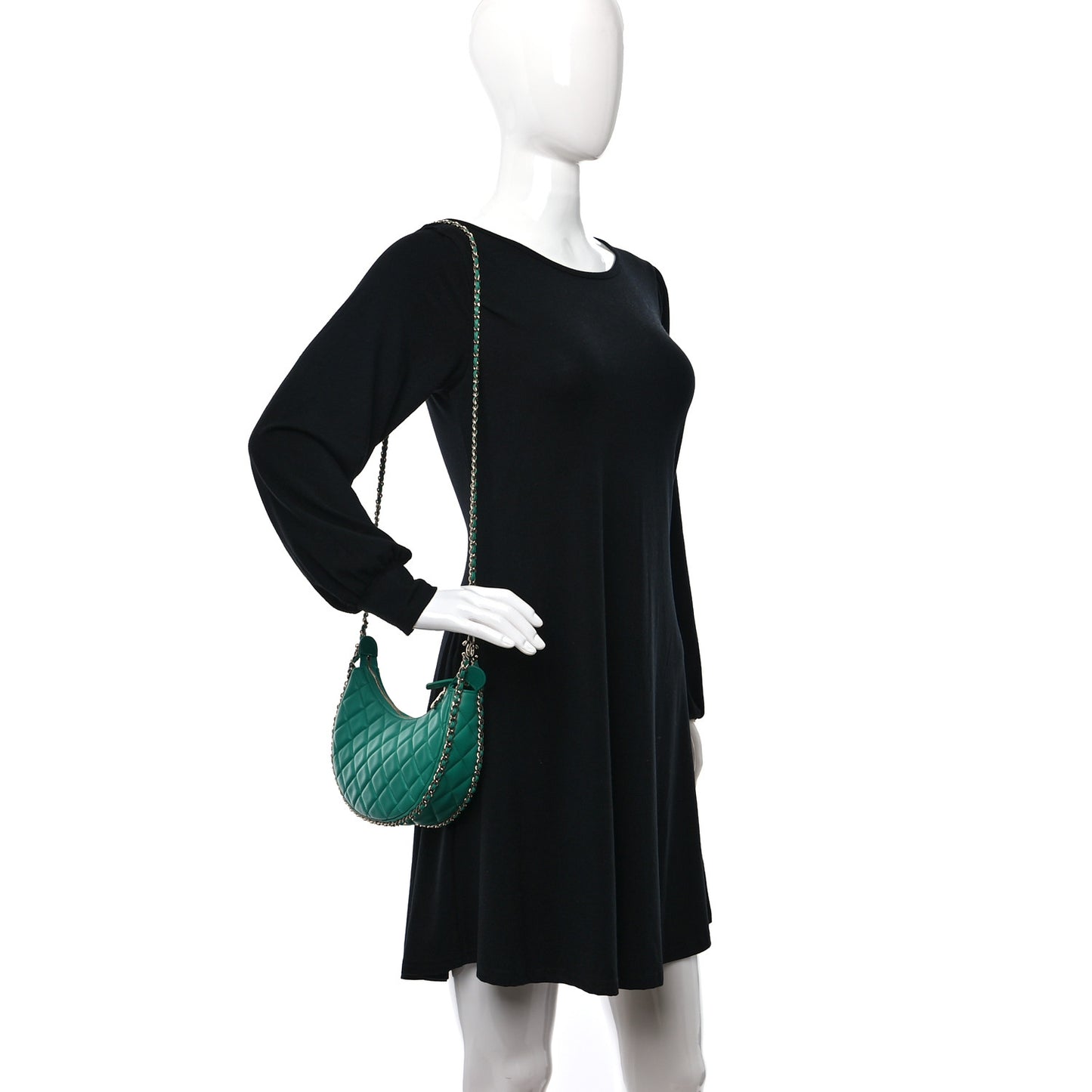 Lambskin Quilted Small Hobo Bag Green