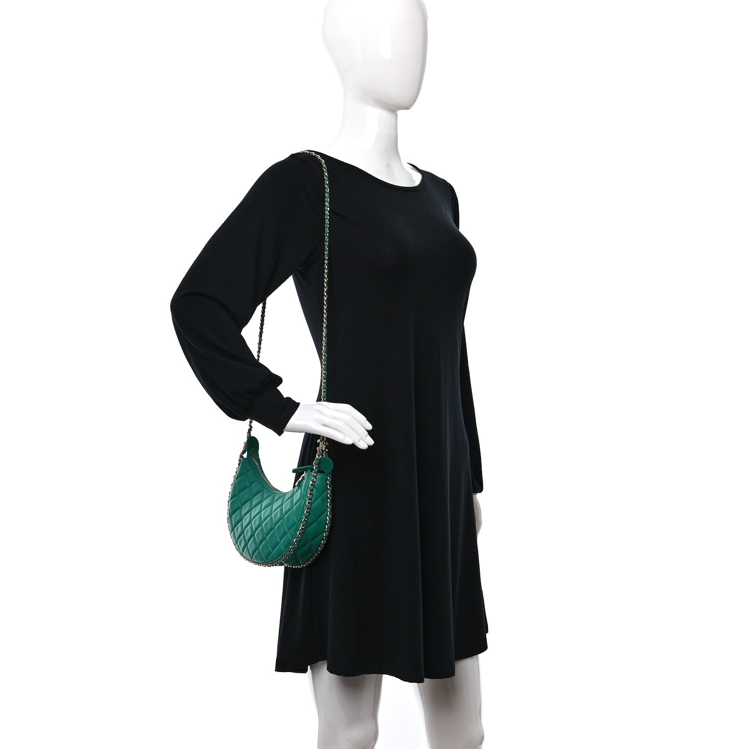 Chanel Lambskin Quilted Small Hobo Bag Green 2 of 10