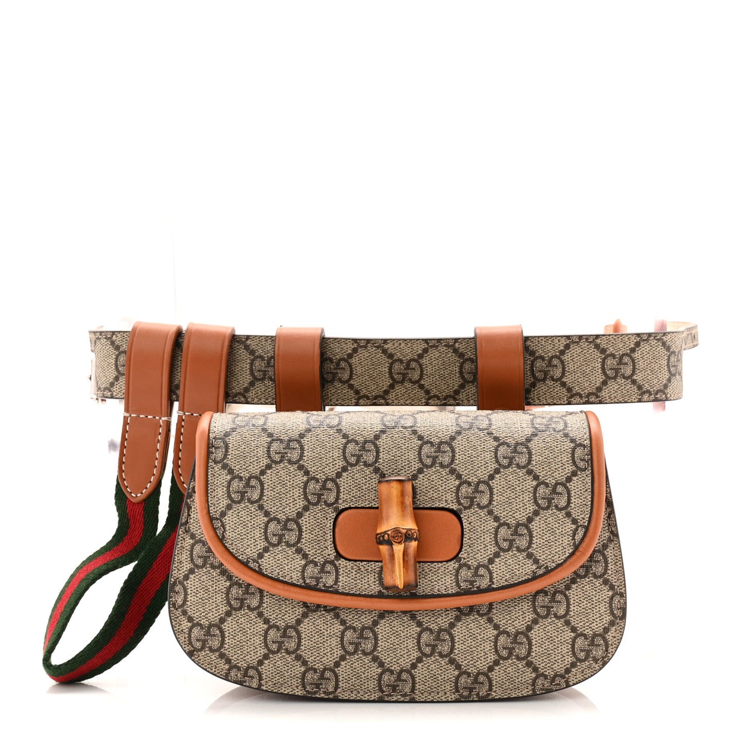 GG Supreme Monogram Web Bamboo Mini 1947 Belt Bag 80 32 Beige