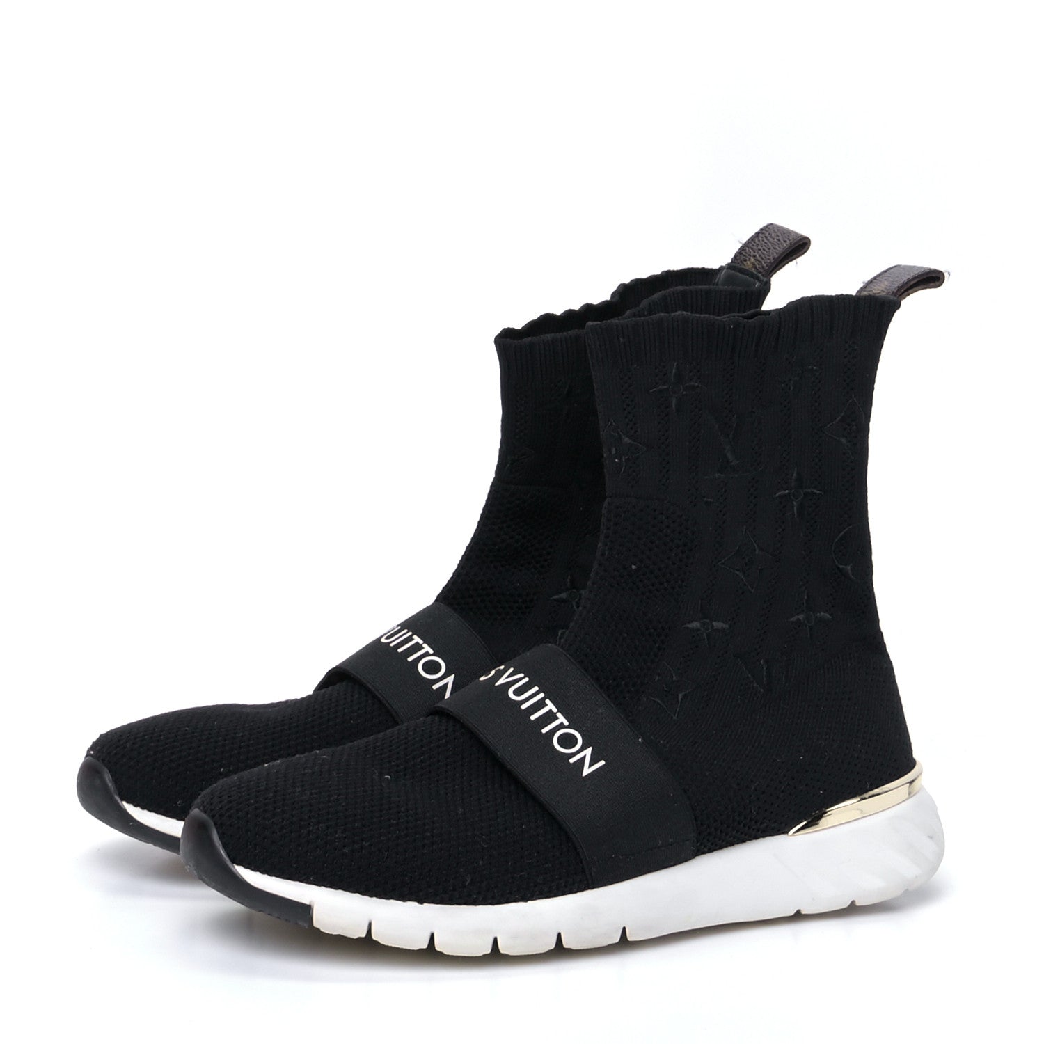 Louis Vuitton Monogram Stretch Fabric Aftergame Sneaker Boots 37 Black 2 of 5