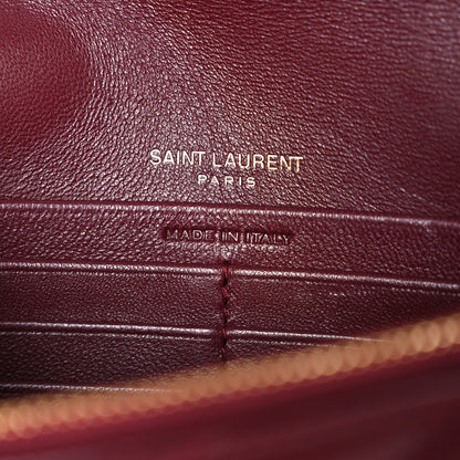 Saint Laurent Calfskin Matelasse Chevron Monogram Envelope Chain Wallet Rouge Merlot 6 of 11