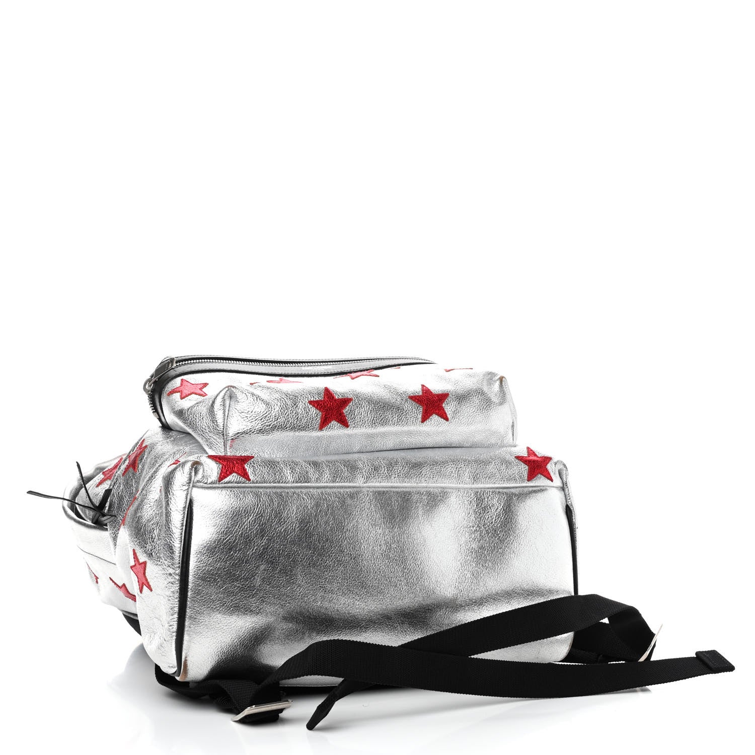 Saint Laurent Metallic Buffalo Star Hunting Backpack Silver Red 4 of 14