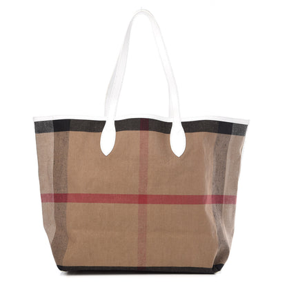 Burberry Coated Canvas Mega Check Sketchbook Large Reversible Doodle Tote White 3 of 12
