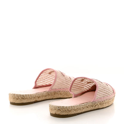 Chanel Mesh Grosgrain Lambskin CC Espadrilles Mule 38 Light Pink Beige 4 of 10