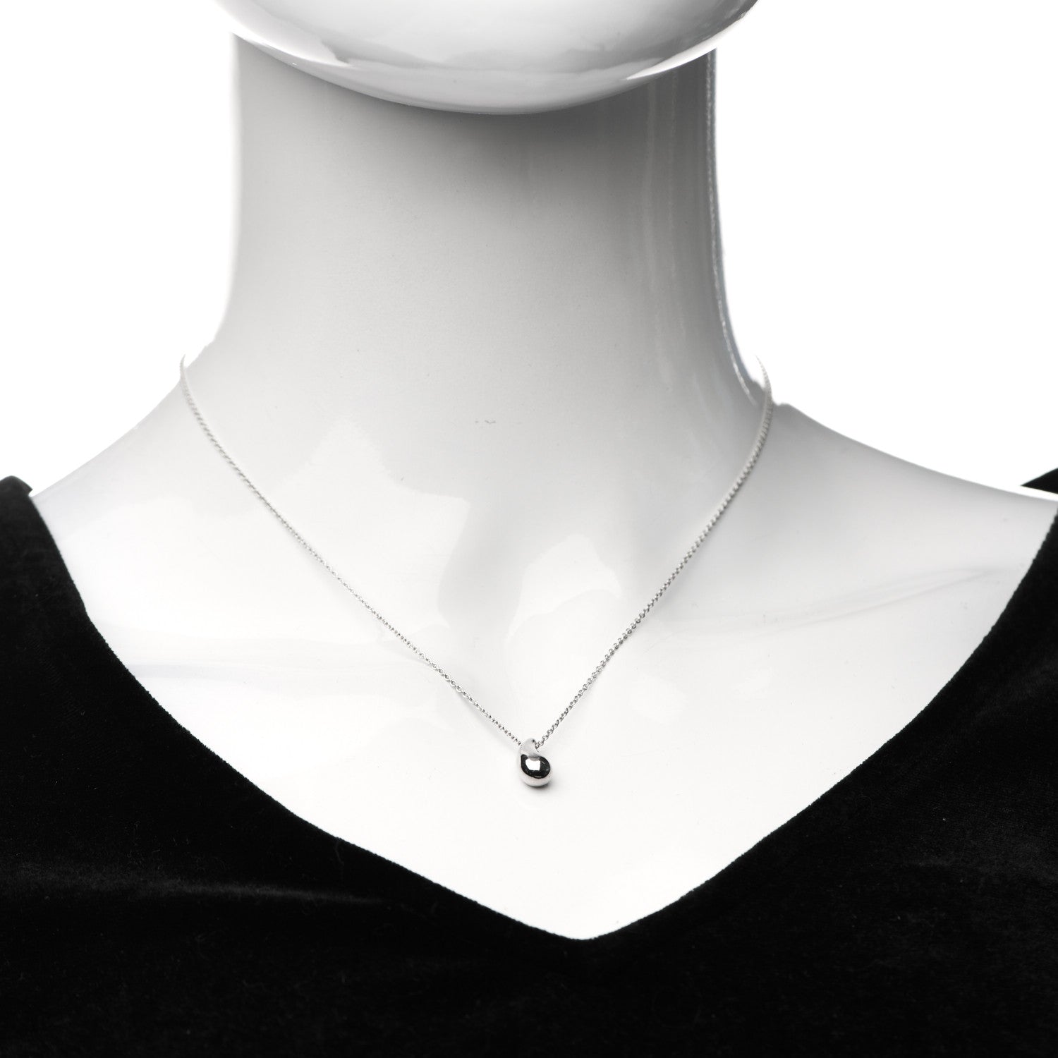 Tiffany Sterling Silver 12mm Elsa Peretti Tear Drop Pendant Necklace 2 of 7