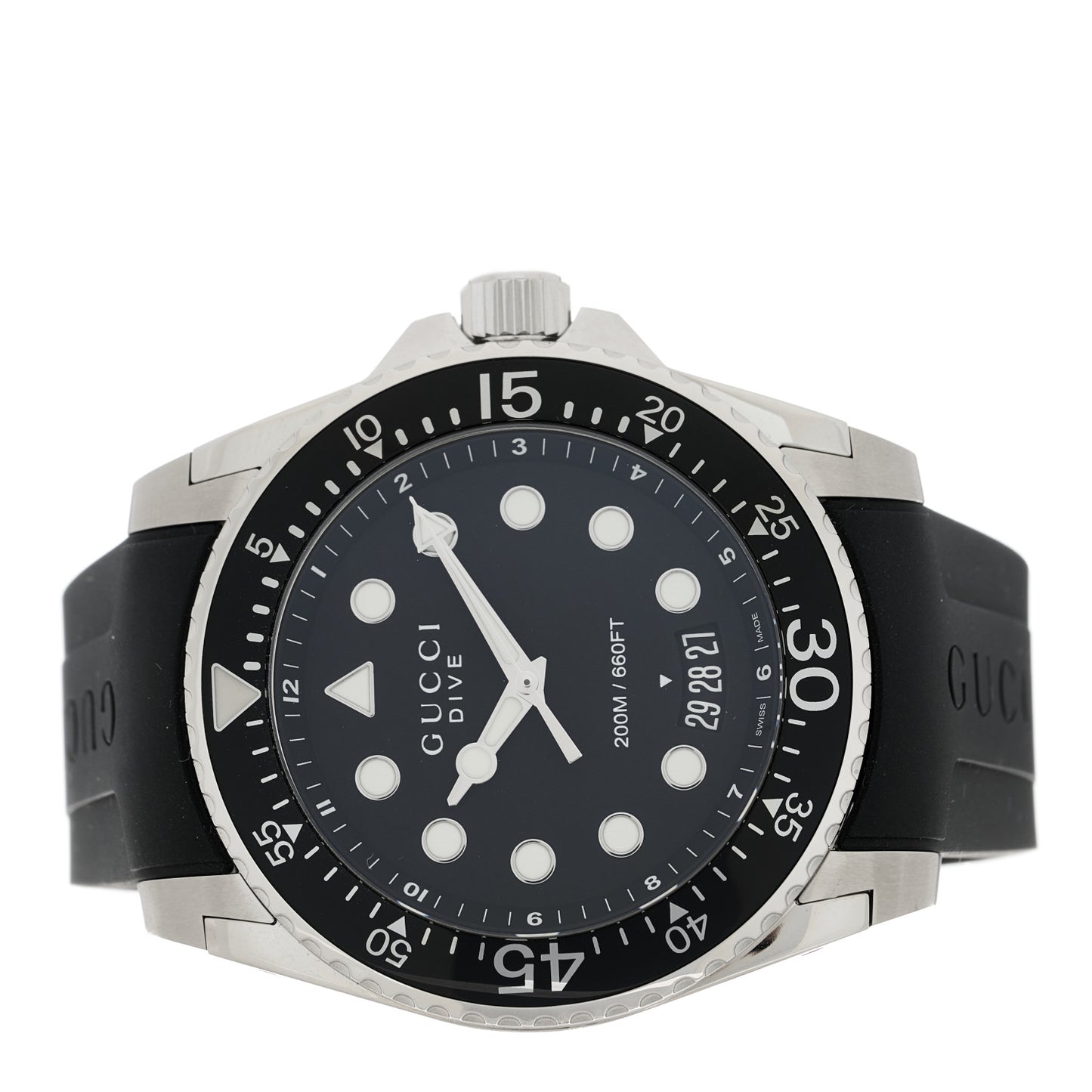 Stainless Steel Rubber 45mm Dive Quartz Watch Black