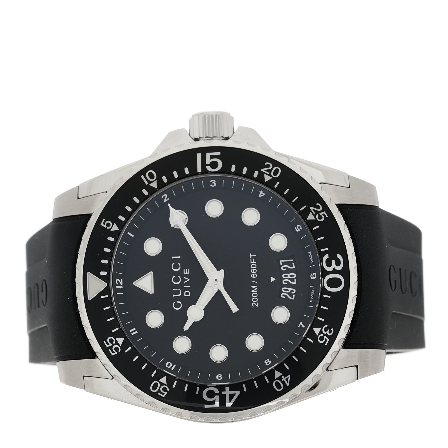 Gucci Stainless Steel Rubber 45mm Dive Quartz Watch Black 2 of 5