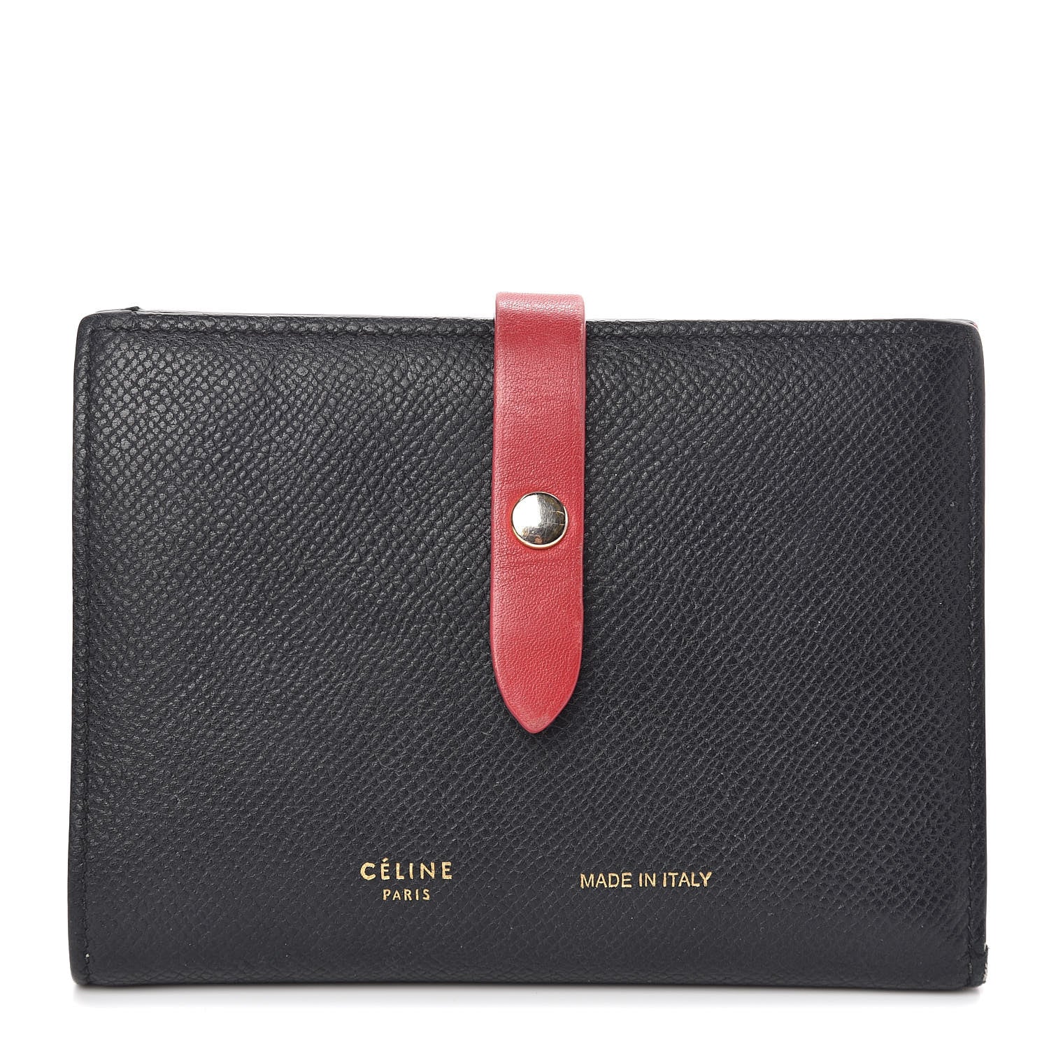 Celine Grained Calfskin Medium Multifunction Strap Wallet Black 1 of 12
