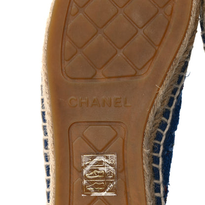 Chanel Tweed Grosgrain CC Espadrilles 39 Light Blue Green Black 6 of 8