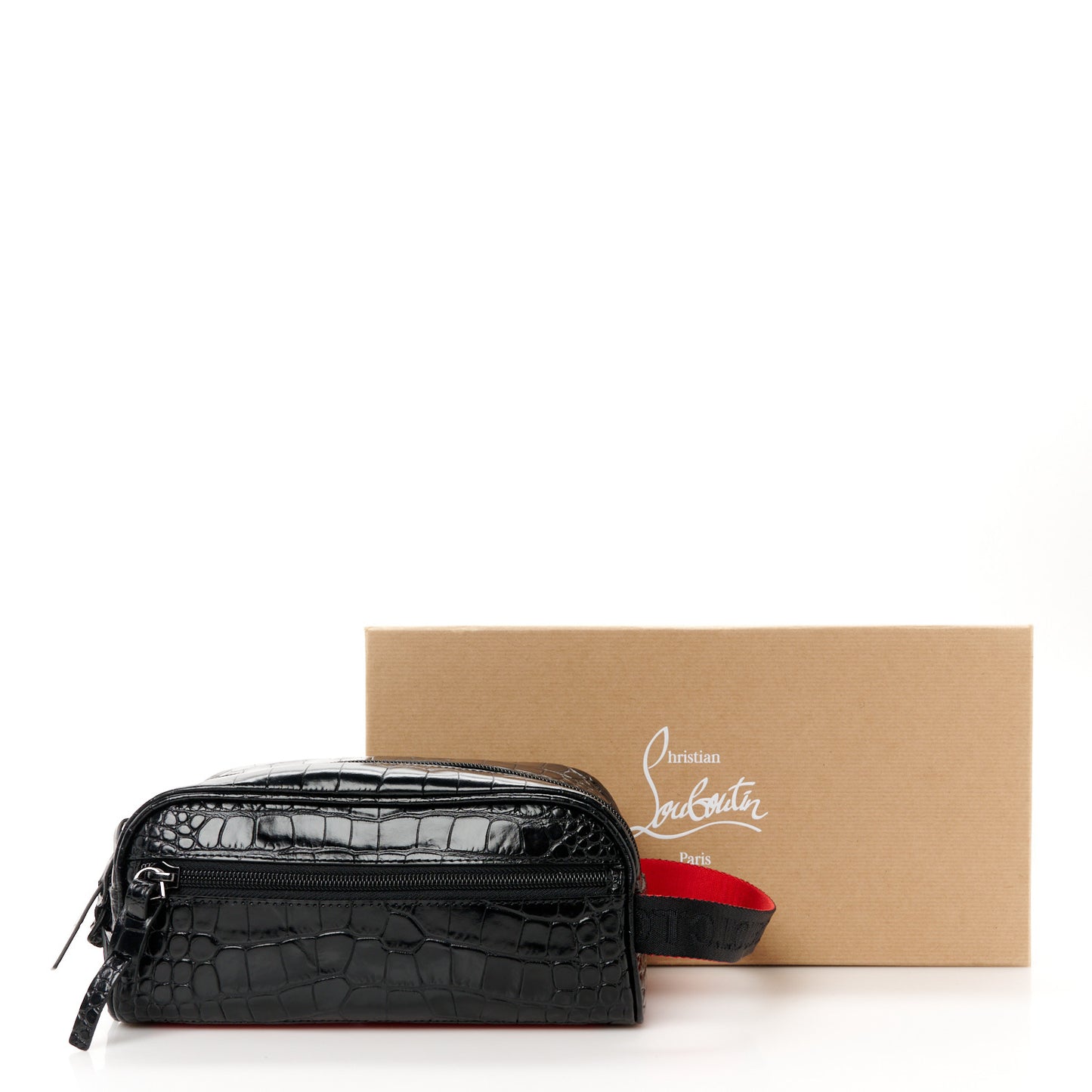 Calfskin Crocodile Embossed Blaster Pouch Black