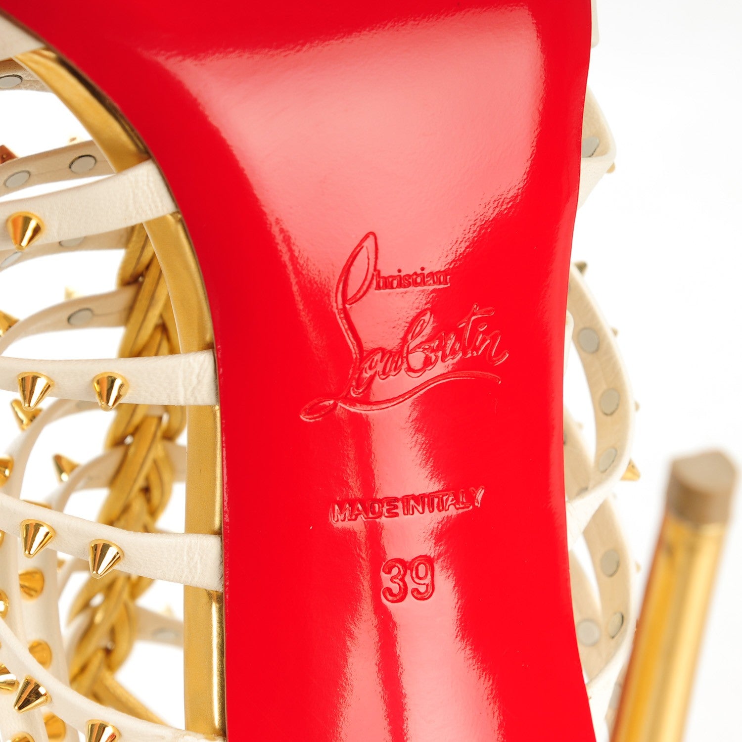Christian Louboutin Nappa Millaclou 100 Cage Sandals 39 Edelweiss Gold 7 of 8