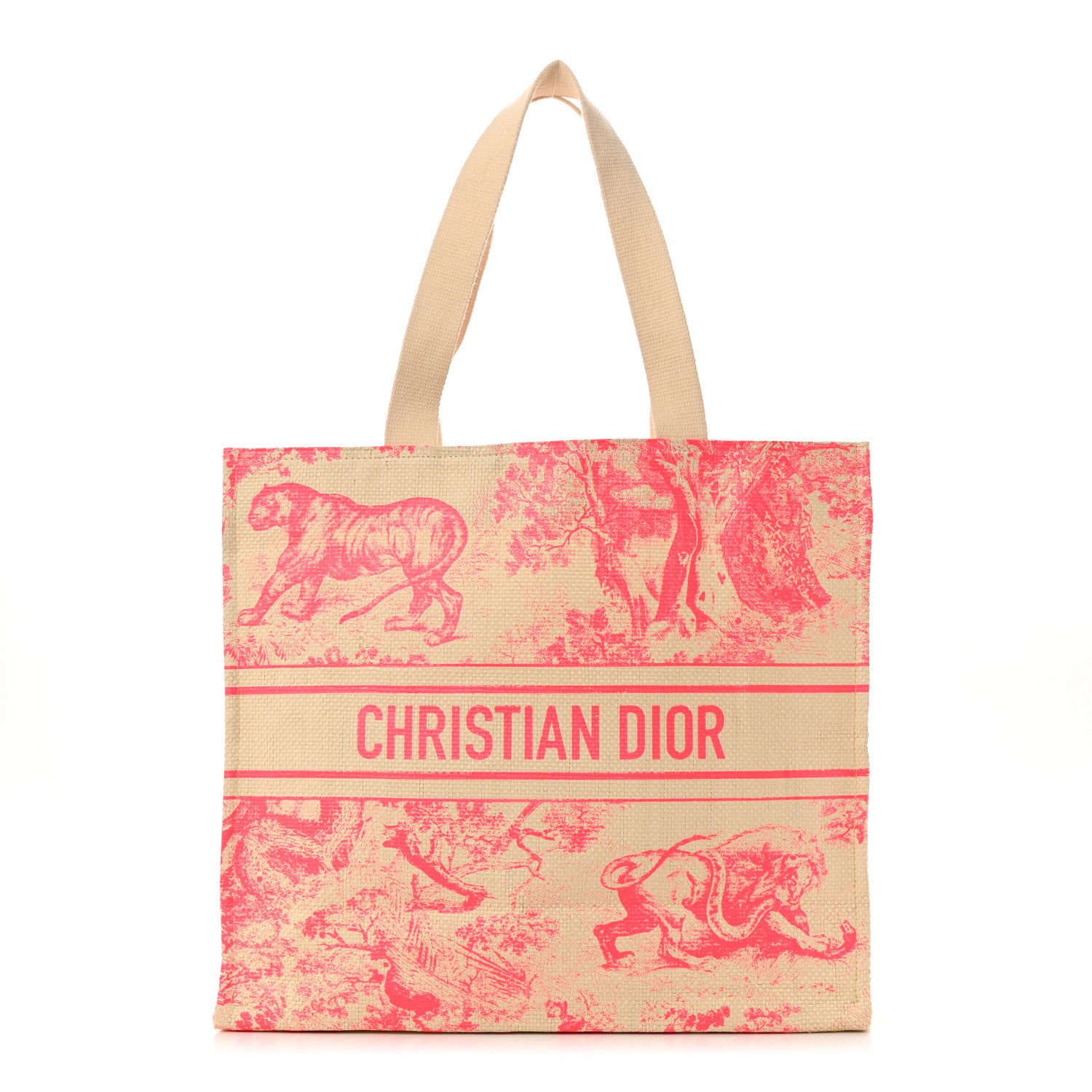 Christian Dior Straw Dioriviera Tote Pink 1 of 8