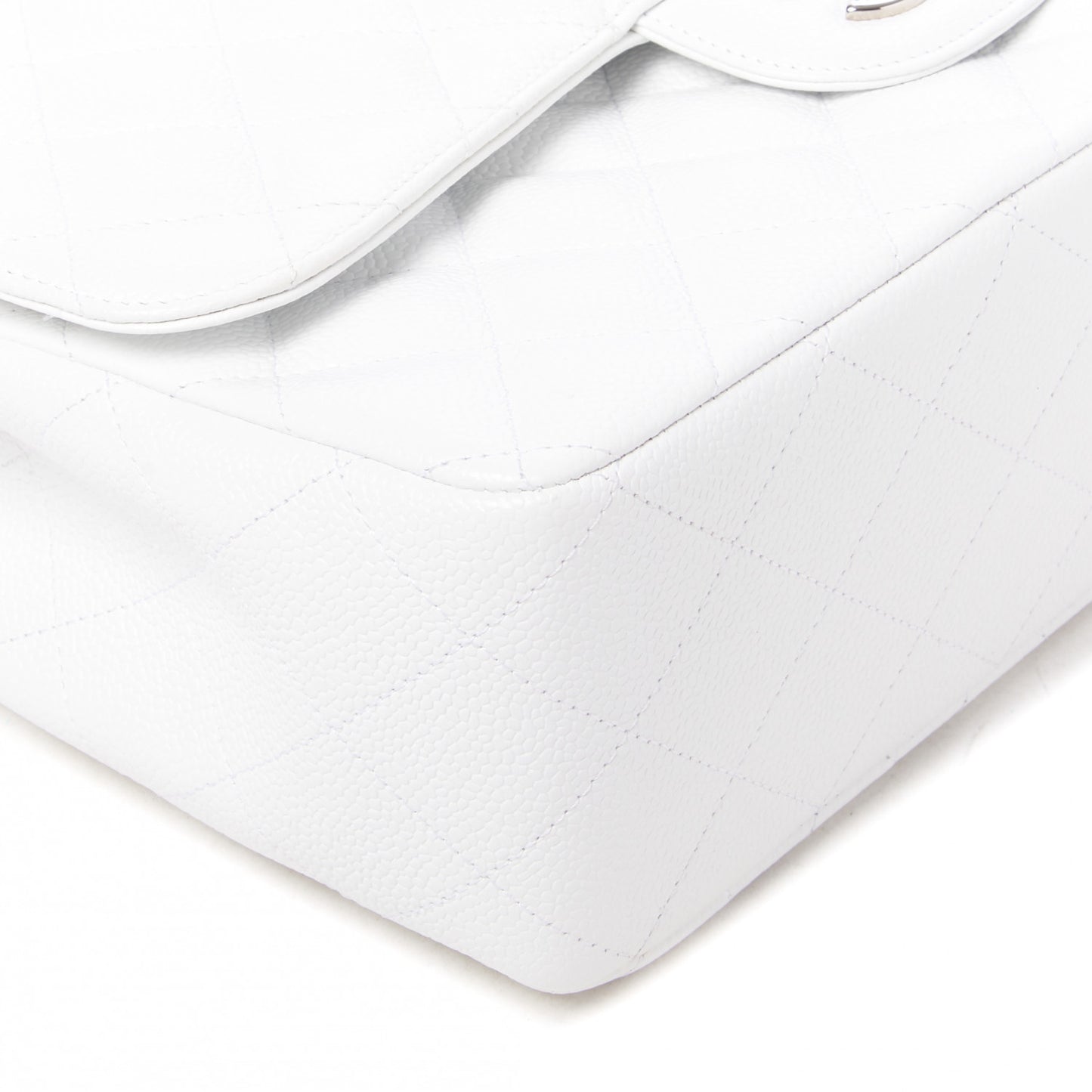 Caviar Quilted Jumbo Double Flap White